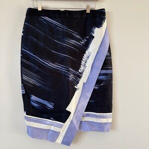 Banana Republic Asymmetrical Purple and White Linen Skirt Size 00P